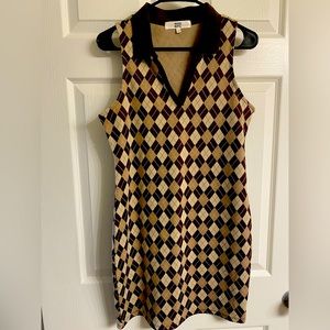 Plaid like sleeveless shirt dress